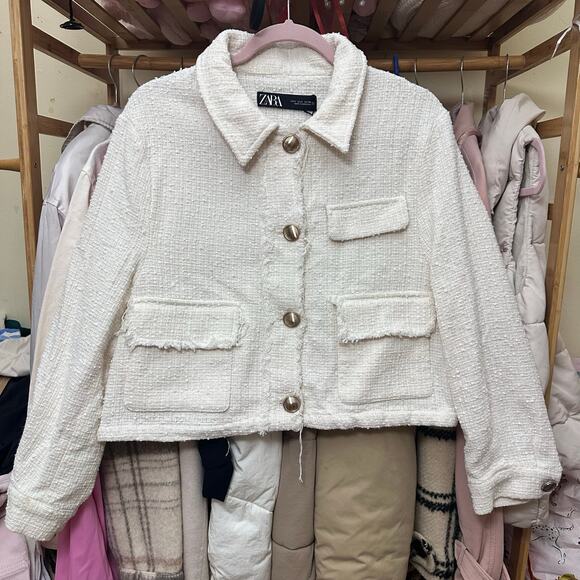 Zara textured over shirt jacket gold buttons size Large 3175/151/712 - Picture 13 of 14